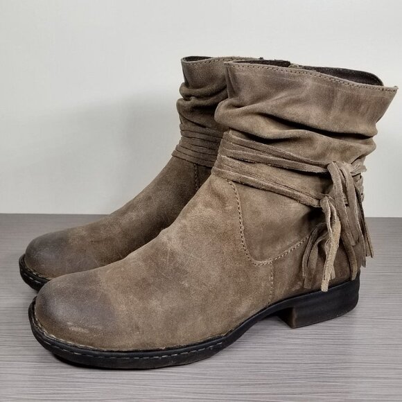 Born Cross Fringe Bootie, Brown Suede, Womens Size 10 M - Picture 3 of 11
